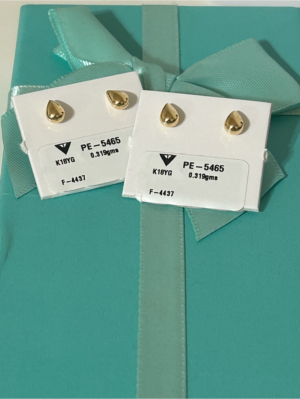 18k gold teardrop stud earrings - $95 each